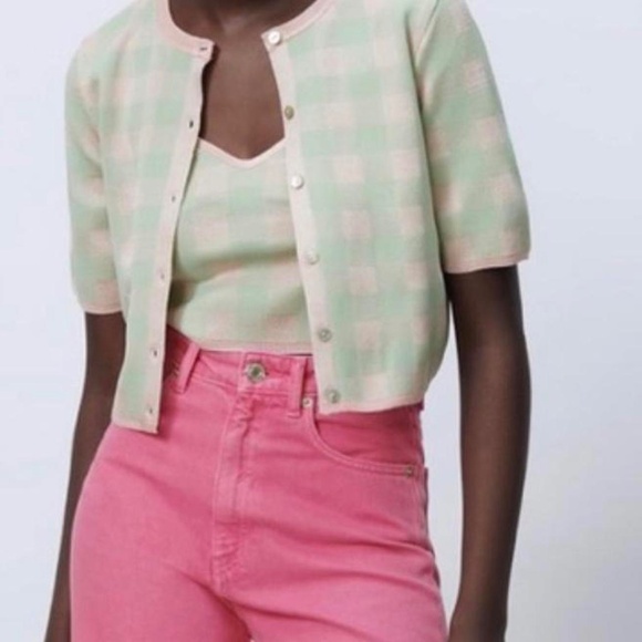 Checkered Cropped Sweater | Zara - Picture 2 of 2